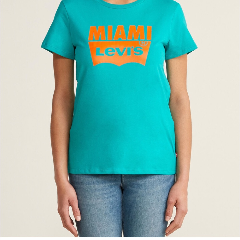Levi's Batwing Logo Cotton Cities Tee Shirt Miami - Picture 1 of 2